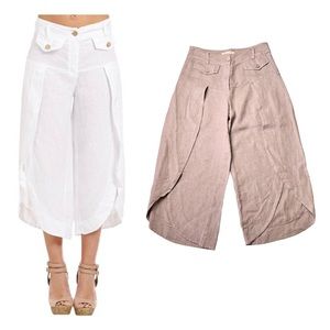 Couleur Lin Tulip-Hem Linen Crop Pants Size EU 40